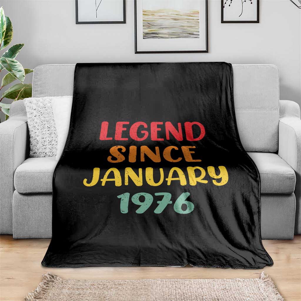 Legend Since January 1976 Throw Blanket Vintage Retro 50th Birthday Gifts 50 Years Old