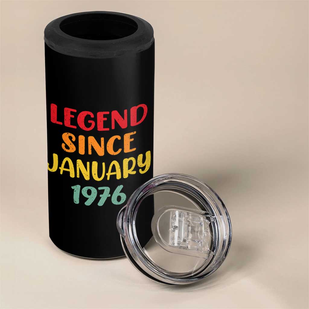 Legend Since January 1976 4 in 1 Can Cooler Tumbler Vintage Retro 50th Birthday Gifts 50 Years Old