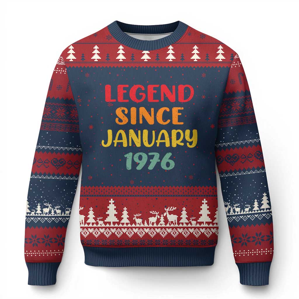 Legend Since January 1976 Ugly Christmas Sweater Vintage Retro 50th Birthday Gifts 50 Years Old
