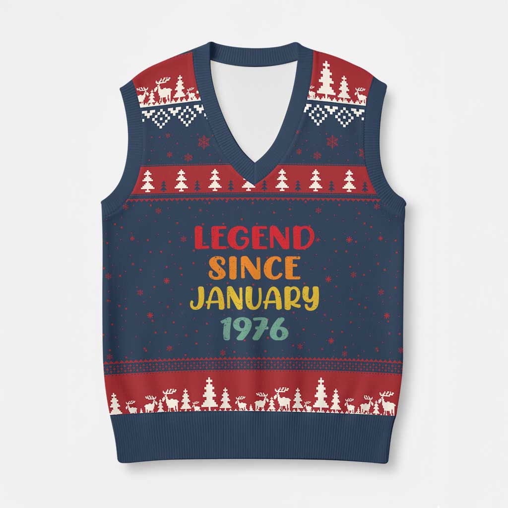Legend Since January 1976 V-Neck Knit Sweater Vest Vintage Retro 50th Birthday Gifts 50 Years Old