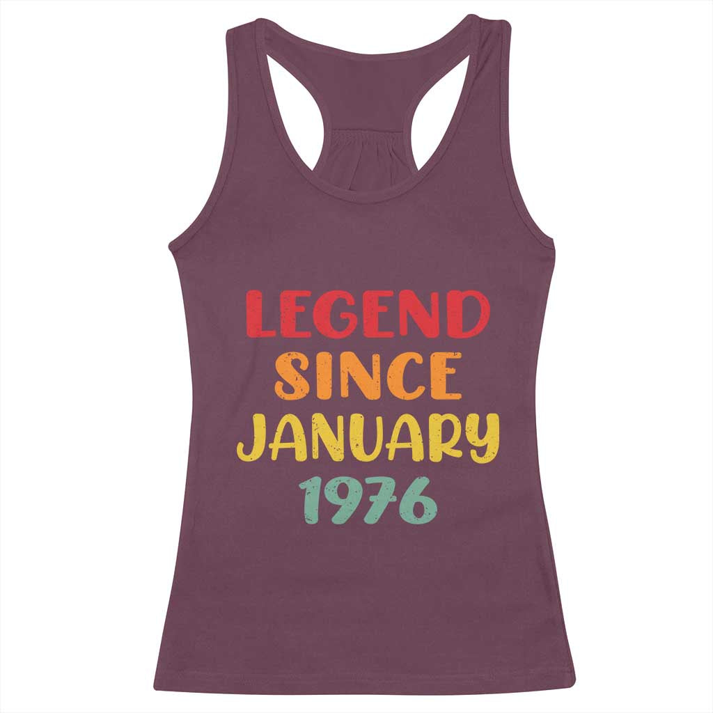 Legend Since January 1976 Racerback Tank Top Vintage Retro 50th Birthday Gifts 50 Years Old