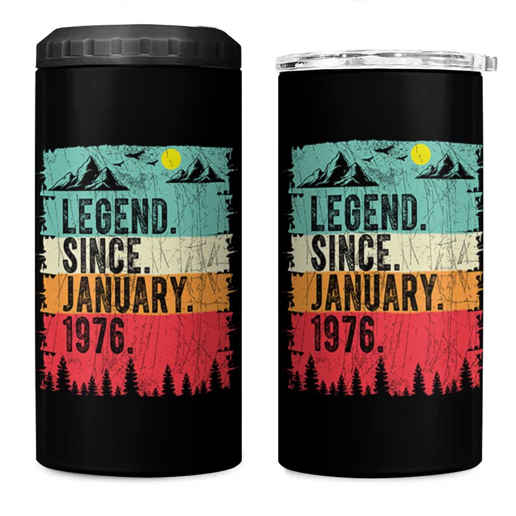 Vintage 1976 Birthday 4 in 1 Can Cooler Tumbler Retro 50th Birthday Gifts 50 Years Old