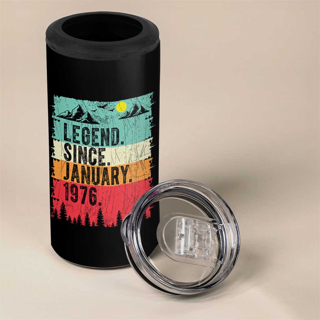 Vintage 1976 Birthday 4 in 1 Can Cooler Tumbler Retro 50th Birthday Gifts 50 Years Old
