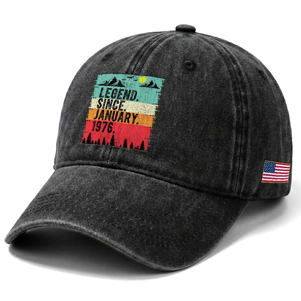 Vintage 1976 Birthday Washed Cotton Baseball Cap Retro 50th Birthday Gifts 50 Years Old
