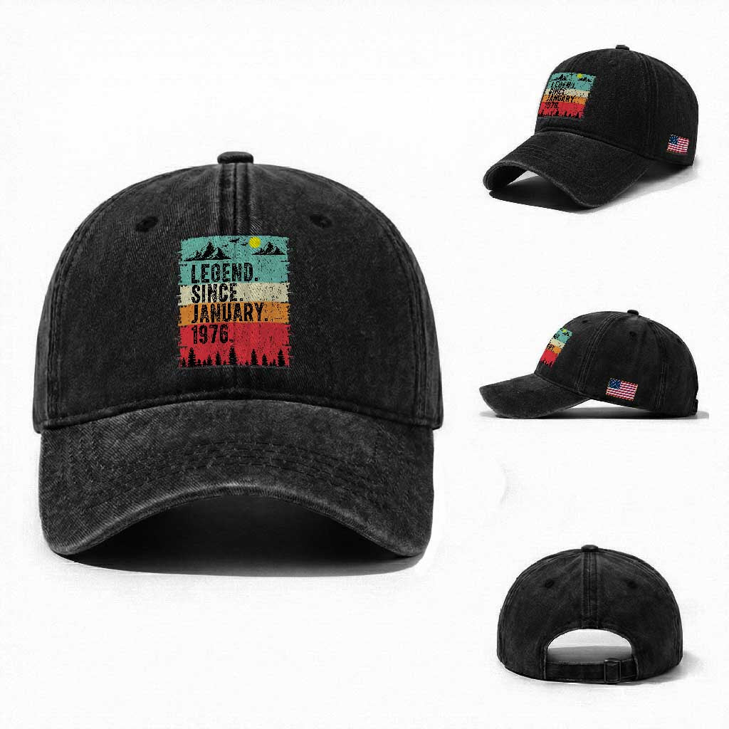 Vintage 1976 Birthday Washed Cotton Baseball Cap Retro 50th Birthday Gifts 50 Years Old