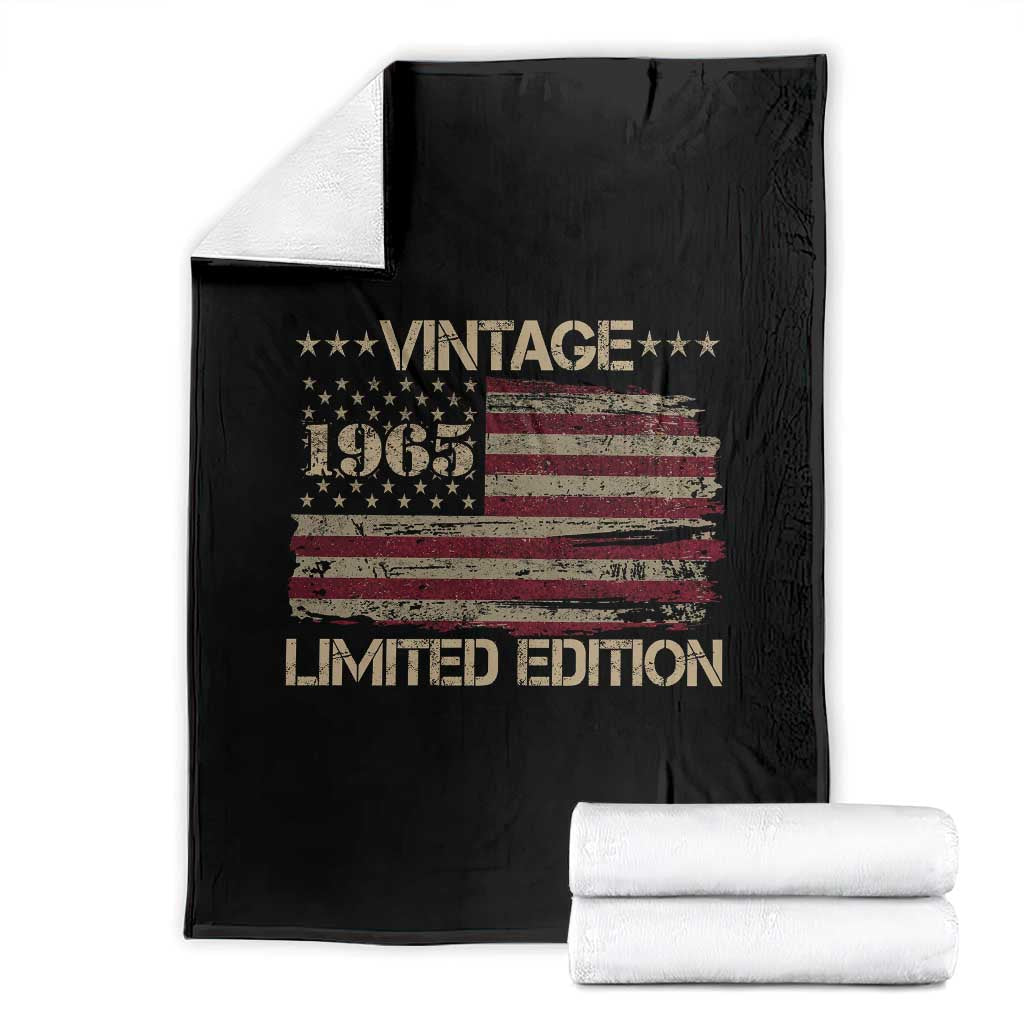 Vintage 1965 Birthday Throw Blanket Limited Edition Retro American Flag