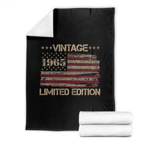 Vintage 1965 Birthday Throw Blanket Limited Edition Retro American Flag
