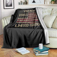Vintage 1965 Birthday Throw Blanket Limited Edition Retro American Flag