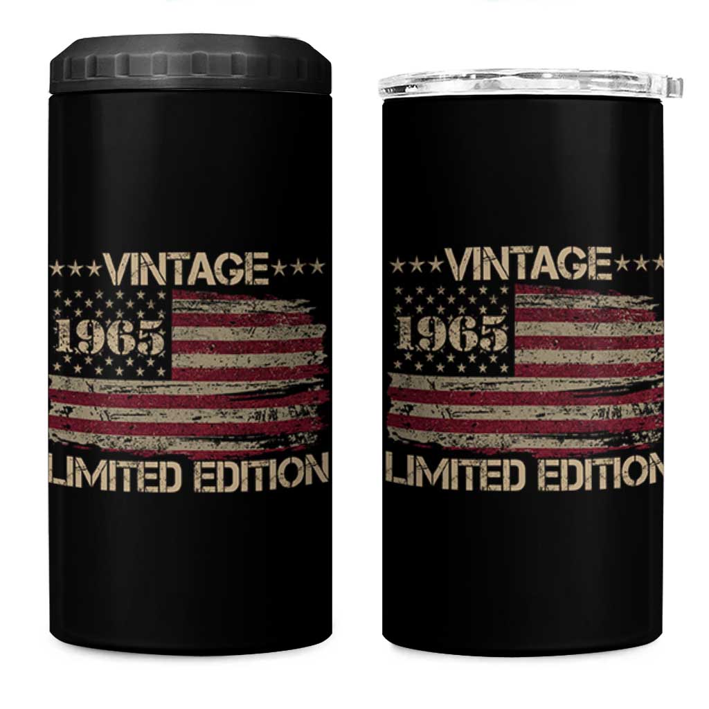 Vintage 1965 Birthday 4 in 1 Can Cooler Tumbler Limited Edition Retro American Flag