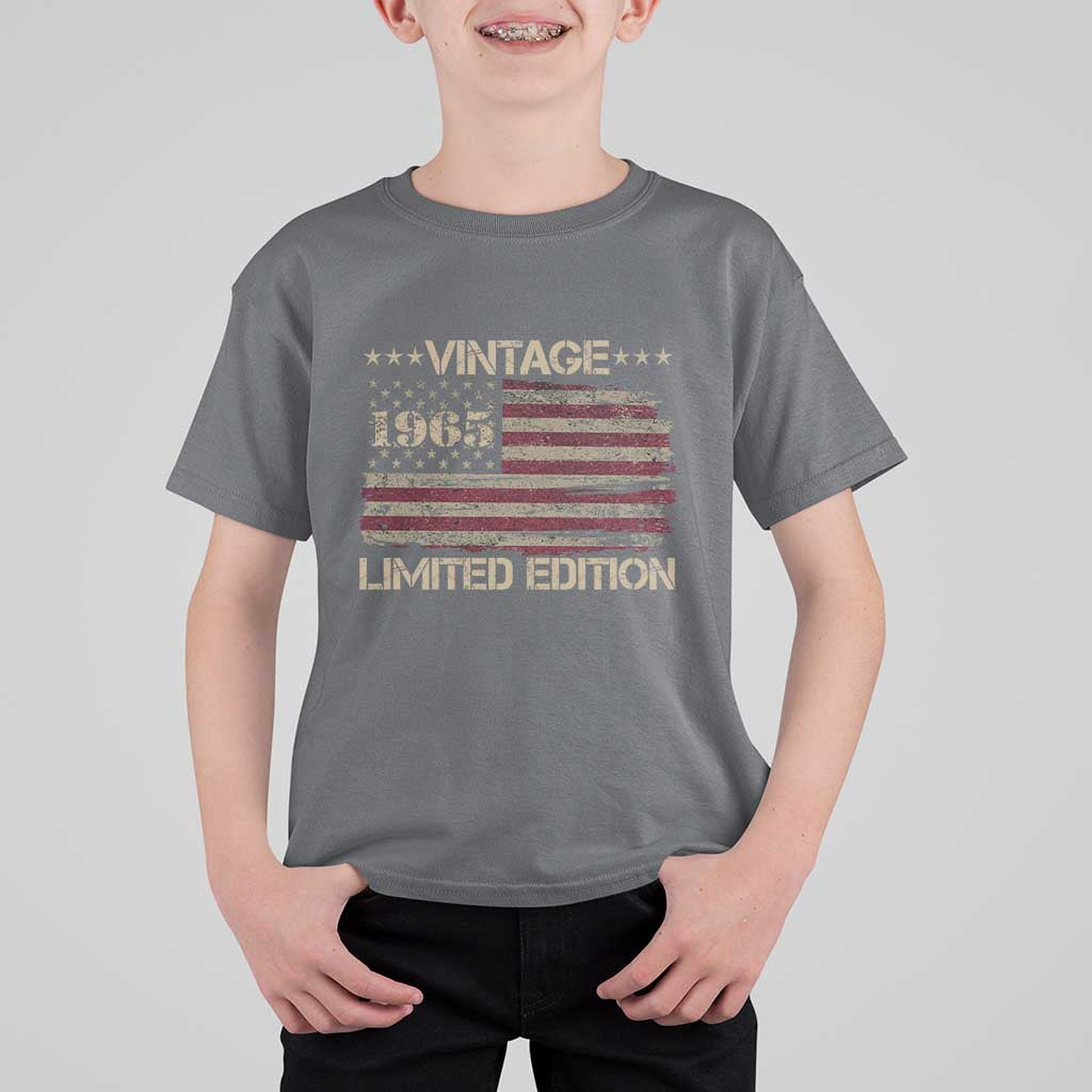 Vintage 1965 Birthday T Shirt For Kid Limited Edition Retro American Flag