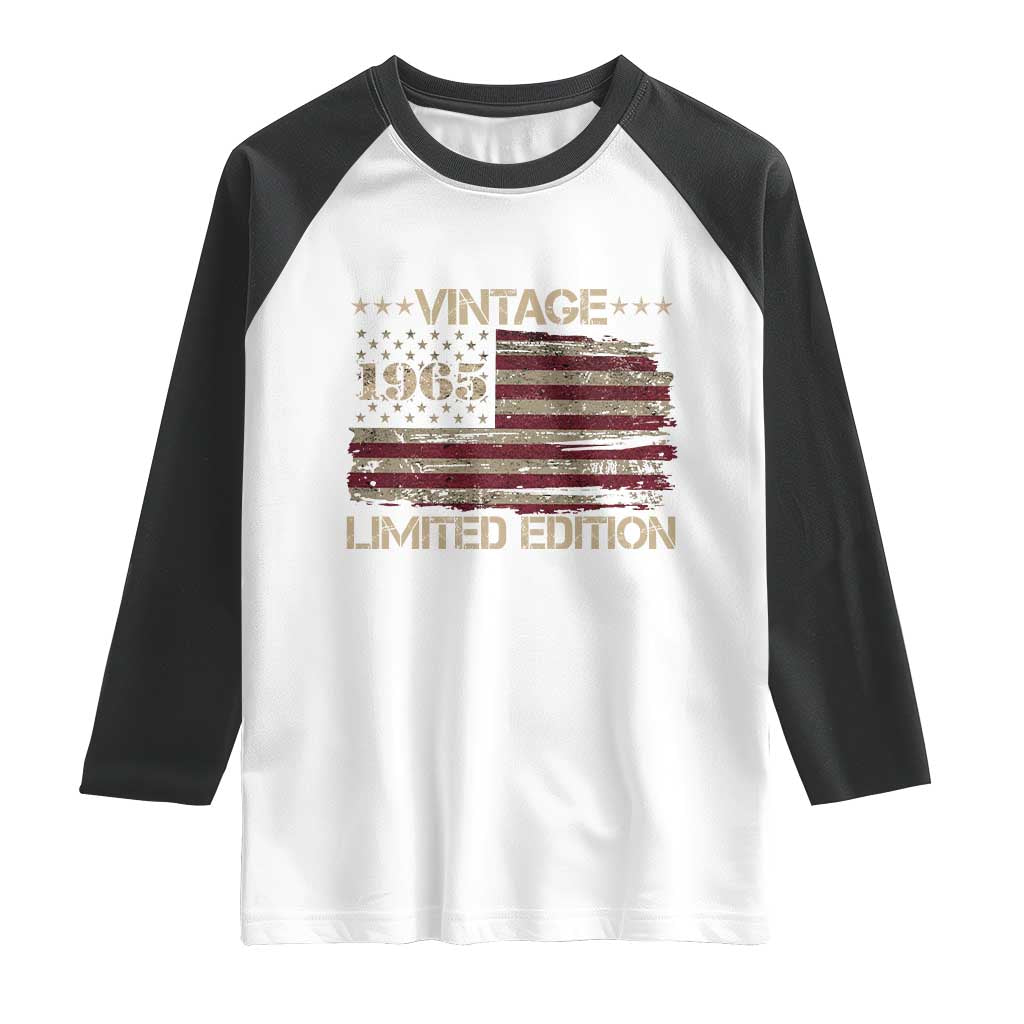 Vintage 1965 Birthday Raglan Shirt Limited Edition Retro American Flag
