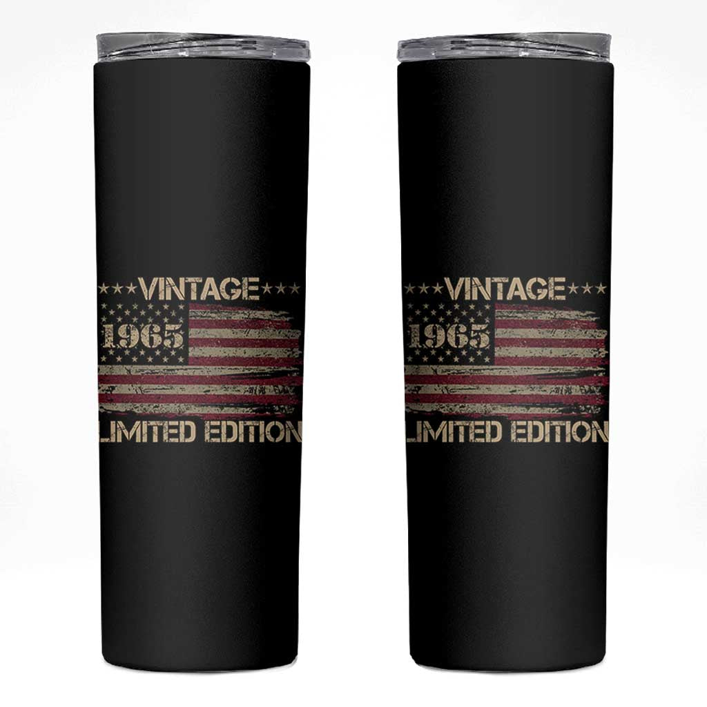 Vintage 1965 Birthday Skinny Tumbler Limited Edition Retro American Flag