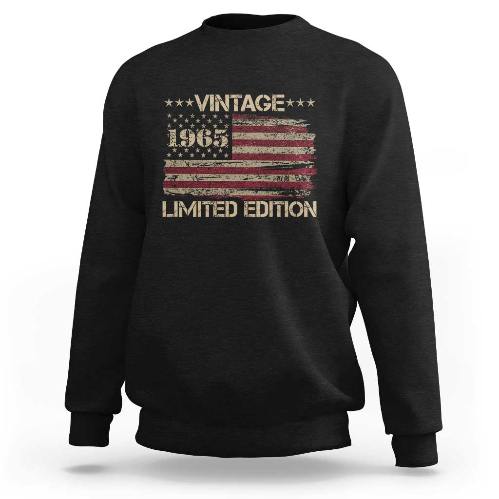 Vintage 1965 Birthday Sweatshirt Limited Edition Retro American Flag