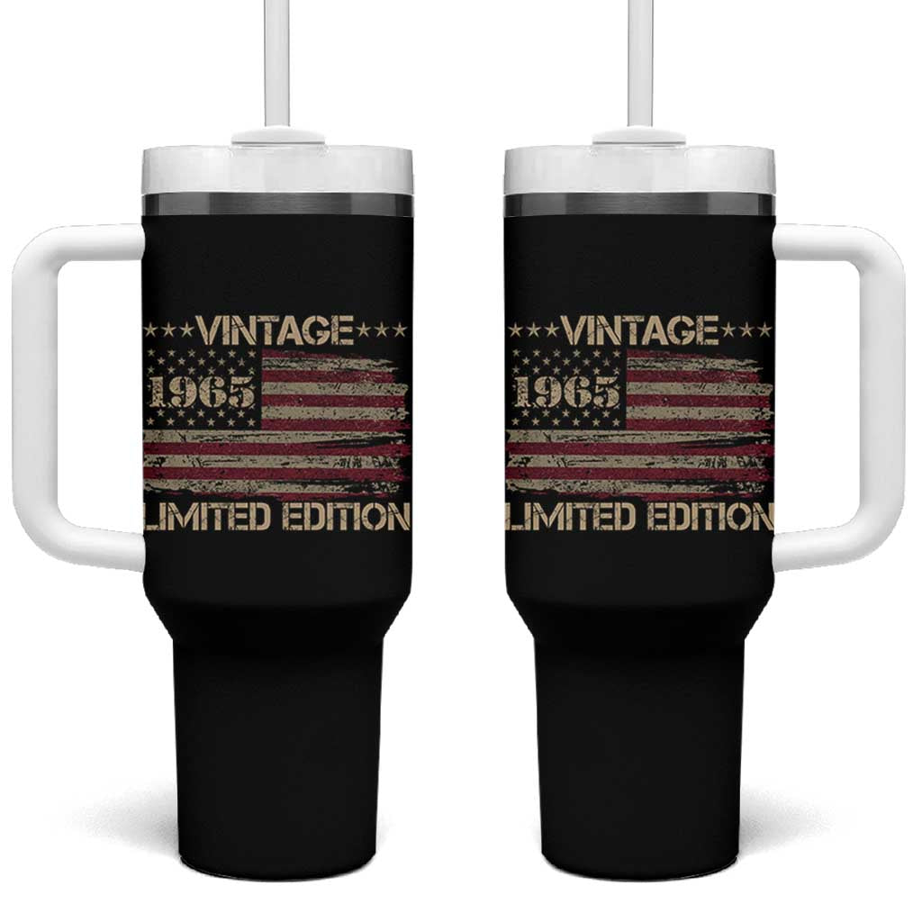 Vintage 1965 Birthday Tumbler With Handle Limited Edition Retro American Flag