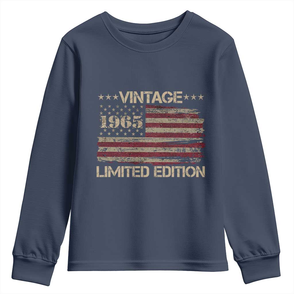 Vintage 1965 Birthday Youth Sweatshirt Limited Edition Retro American Flag