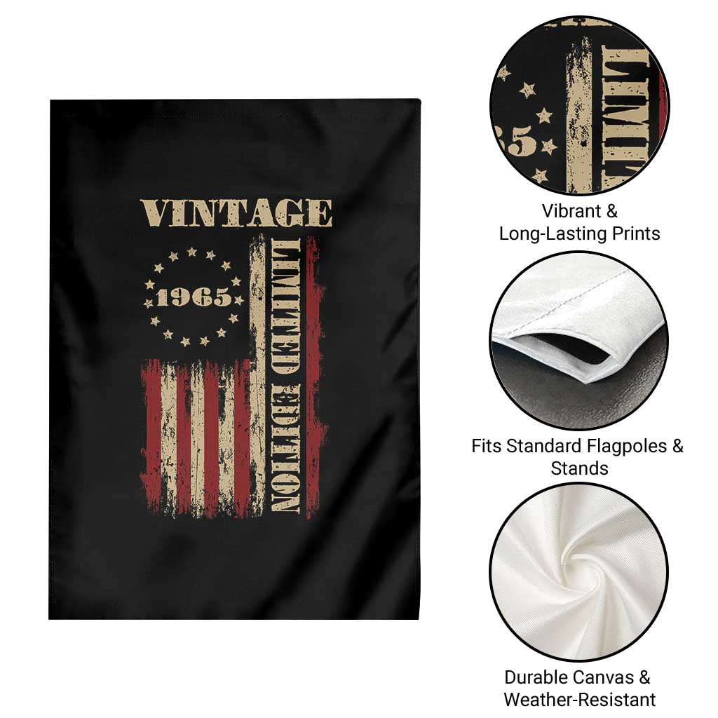 Vintage 1965 Birthday Garden Flag Retro American Flag Limited Edition