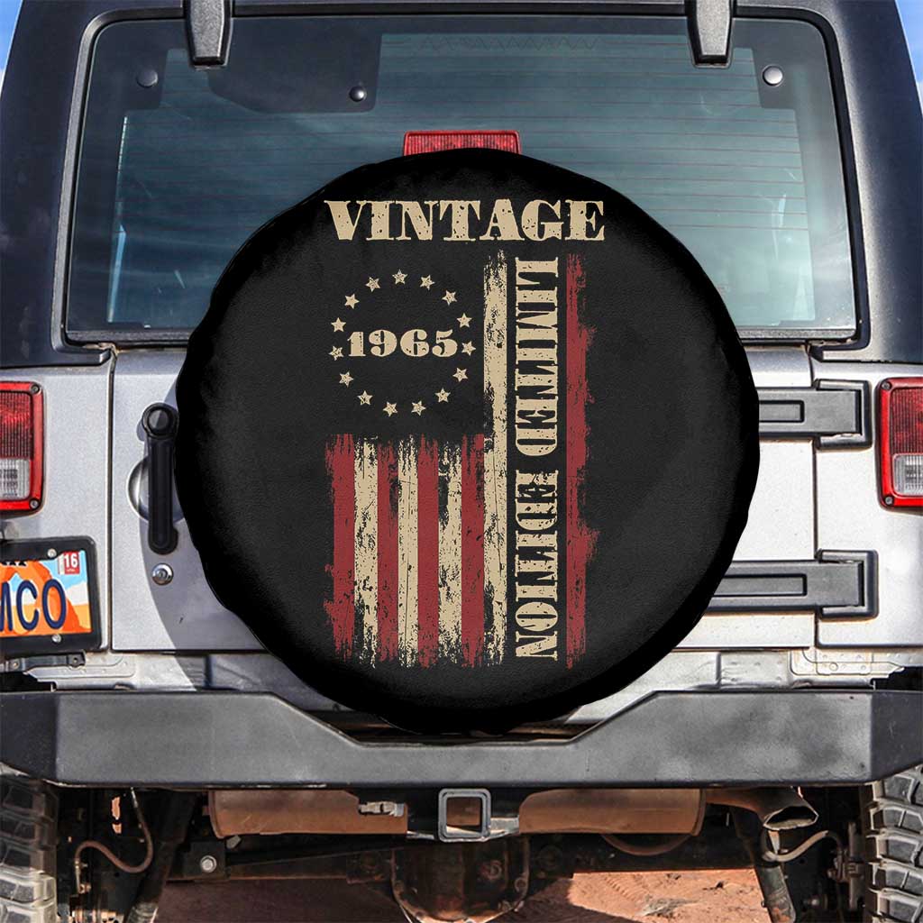 Vintage 1965 Birthday Spare Tire Cover Retro American Flag Limited Edition