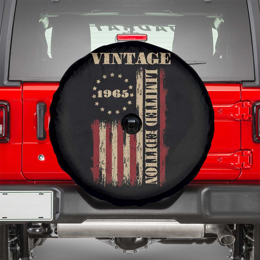 Vintage 1965 Birthday Spare Tire Cover Retro American Flag Limited Edition