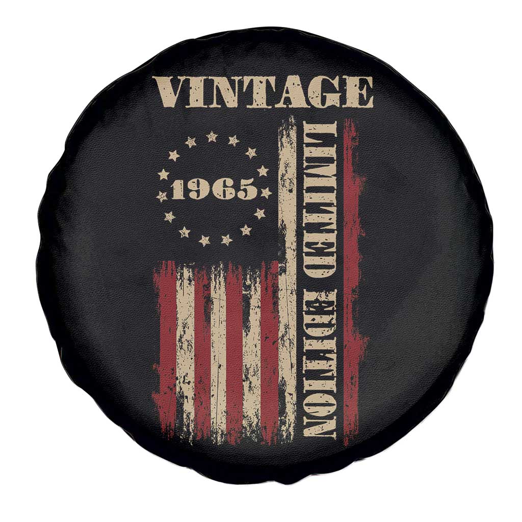Vintage 1965 Birthday Spare Tire Cover Retro American Flag Limited Edition