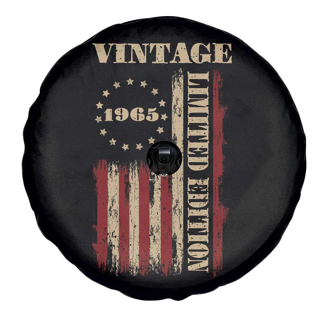 Vintage 1965 Birthday Spare Tire Cover Retro American Flag Limited Edition