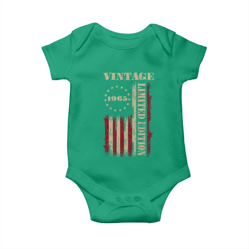 Vintage 1965 Birthday Baby Onesie Retro American Flag Limited Edition