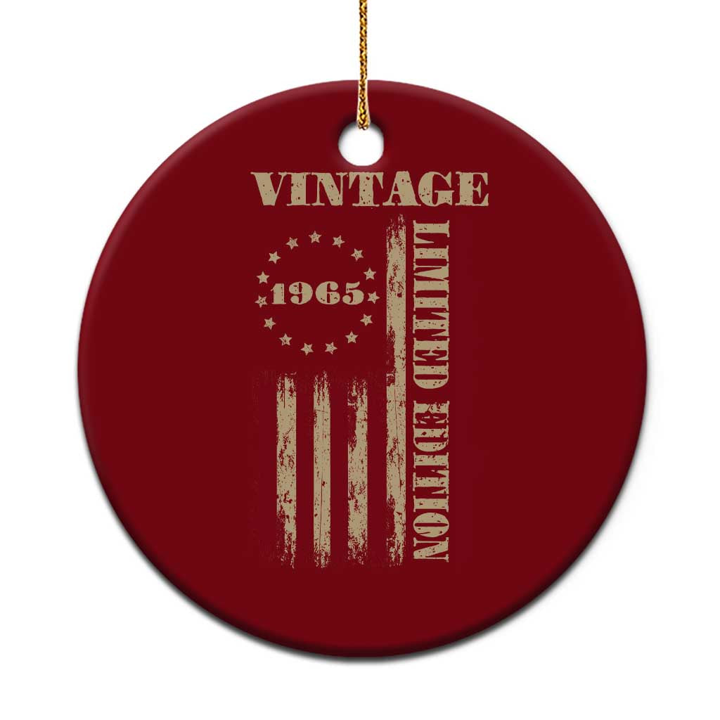 Vintage 1965 Birthday Ceramic Ornament Retro American Flag Limited Edition