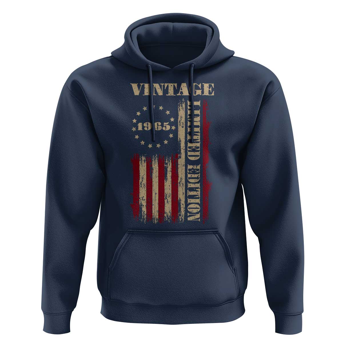 Vintage 1965 Birthday Hoodie Retro American Flag Limited Edition