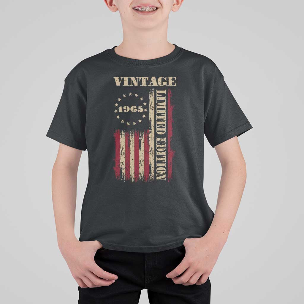 Vintage 1965 Birthday T Shirt For Kid Retro American Flag Limited Edition