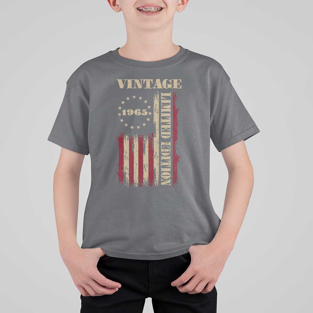 Vintage 1965 Birthday T Shirt For Kid Retro American Flag Limited Edition