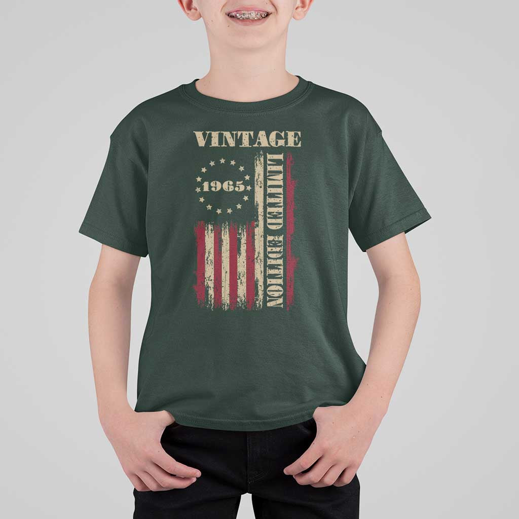 Vintage 1965 Birthday T Shirt For Kid Retro American Flag Limited Edition