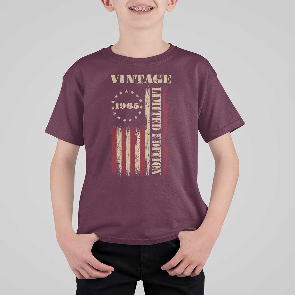 Vintage 1965 Birthday T Shirt For Kid Retro American Flag Limited Edition