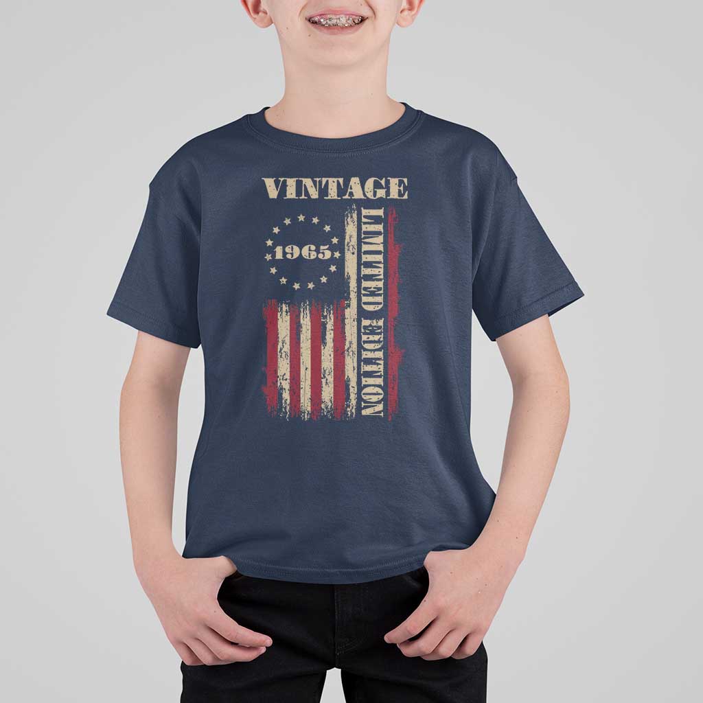 Vintage 1965 Birthday T Shirt For Kid Retro American Flag Limited Edition