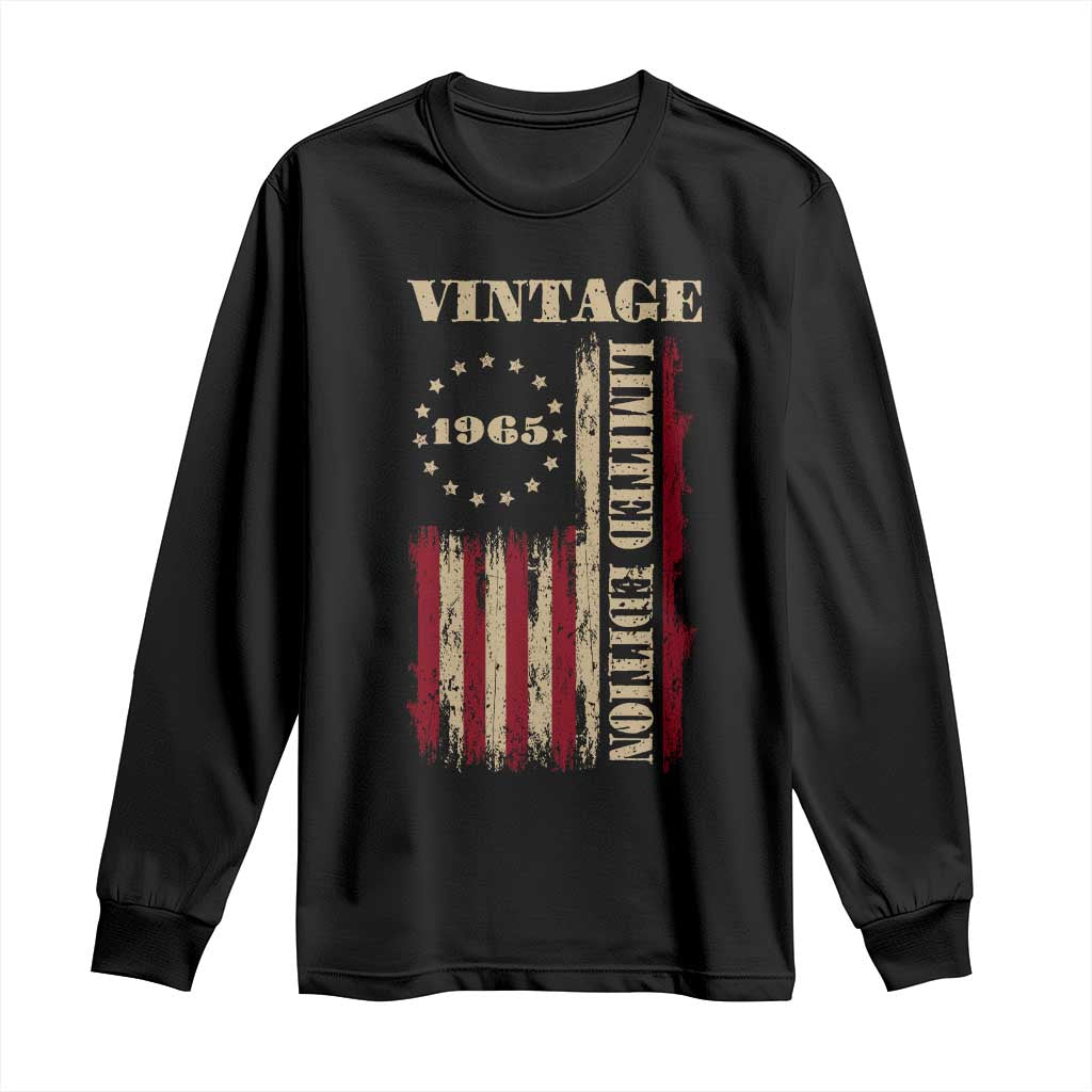 Vintage 1965 Birthday Long Sleeve Shirt Retro American Flag Limited Edition