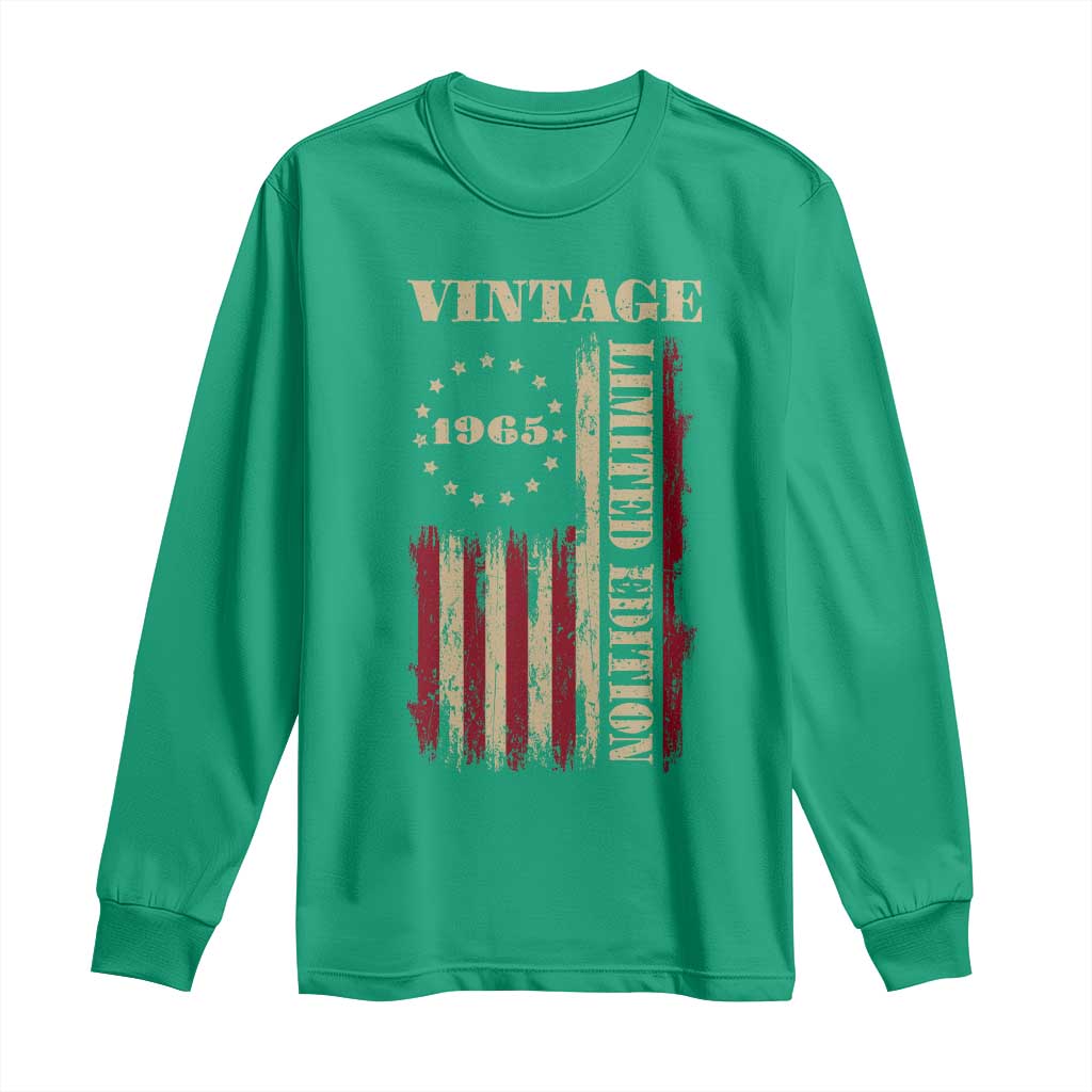 Vintage 1965 Birthday Long Sleeve Shirt Retro American Flag Limited Edition