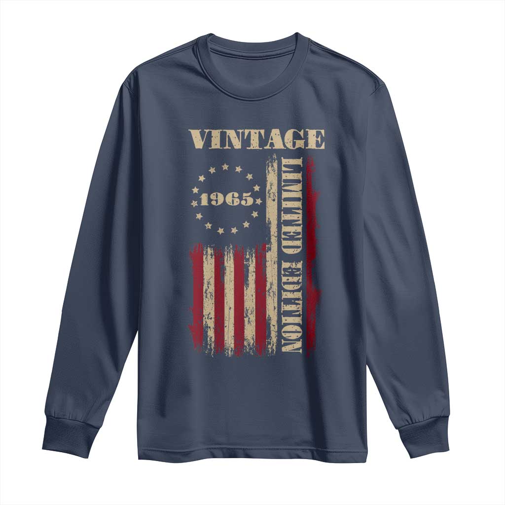 Vintage 1965 Birthday Long Sleeve Shirt Retro American Flag Limited Edition