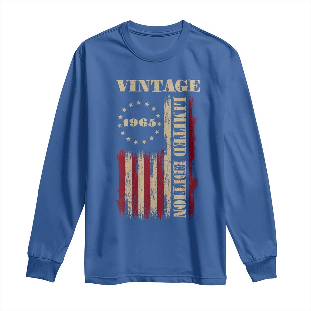 Vintage 1965 Birthday Long Sleeve Shirt Retro American Flag Limited Edition