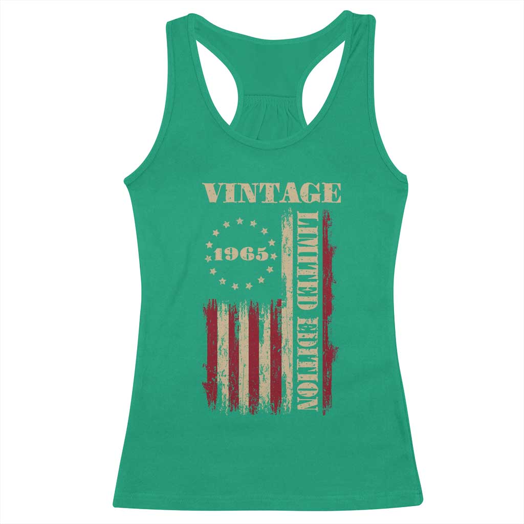 Vintage 1965 Birthday Racerback Tank Top Retro American Flag Limited Edition