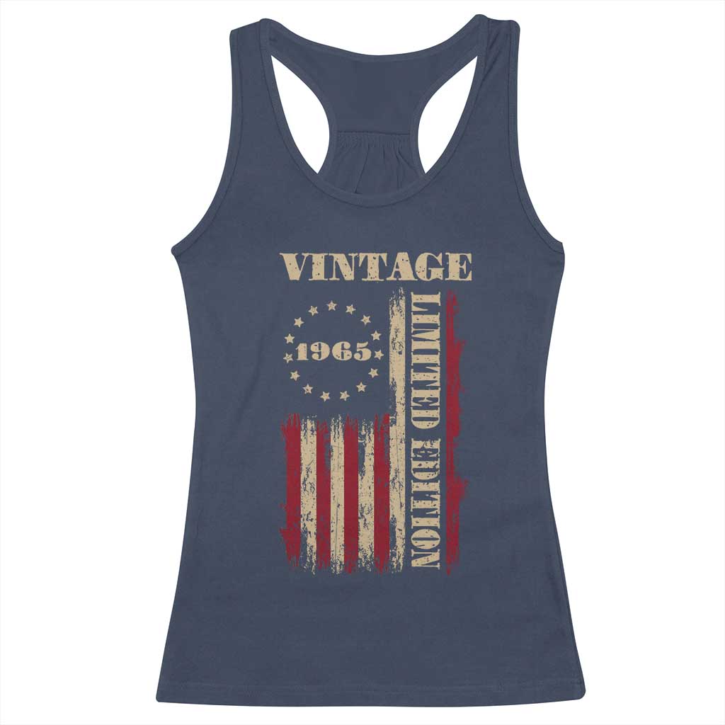 Vintage 1965 Birthday Racerback Tank Top Retro American Flag Limited Edition