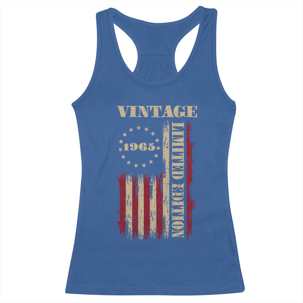 Vintage 1965 Birthday Racerback Tank Top Retro American Flag Limited Edition