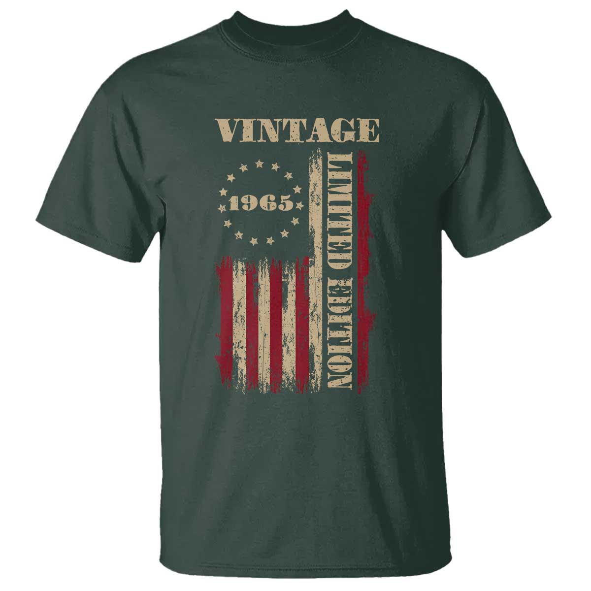 Vintage 1965 Birthday T Shirt Retro American Flag Limited Edition