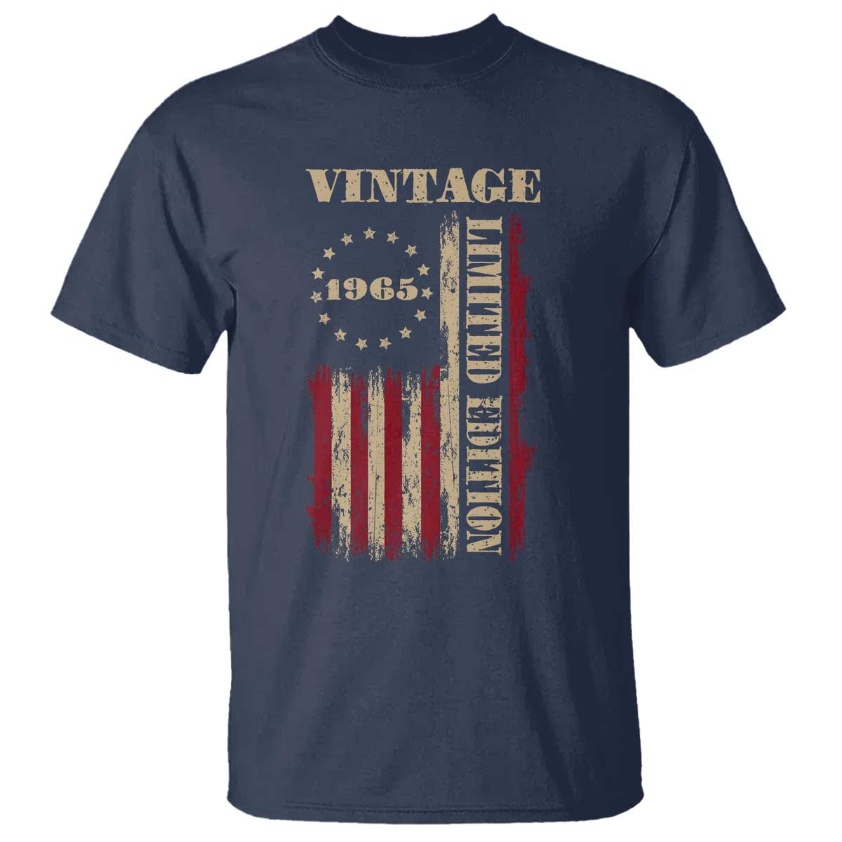 Vintage 1965 Birthday T Shirt Retro American Flag Limited Edition