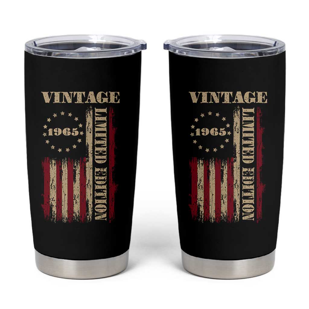 Vintage 1965 Birthday Tumbler Cup Retro American Flag Limited Edition