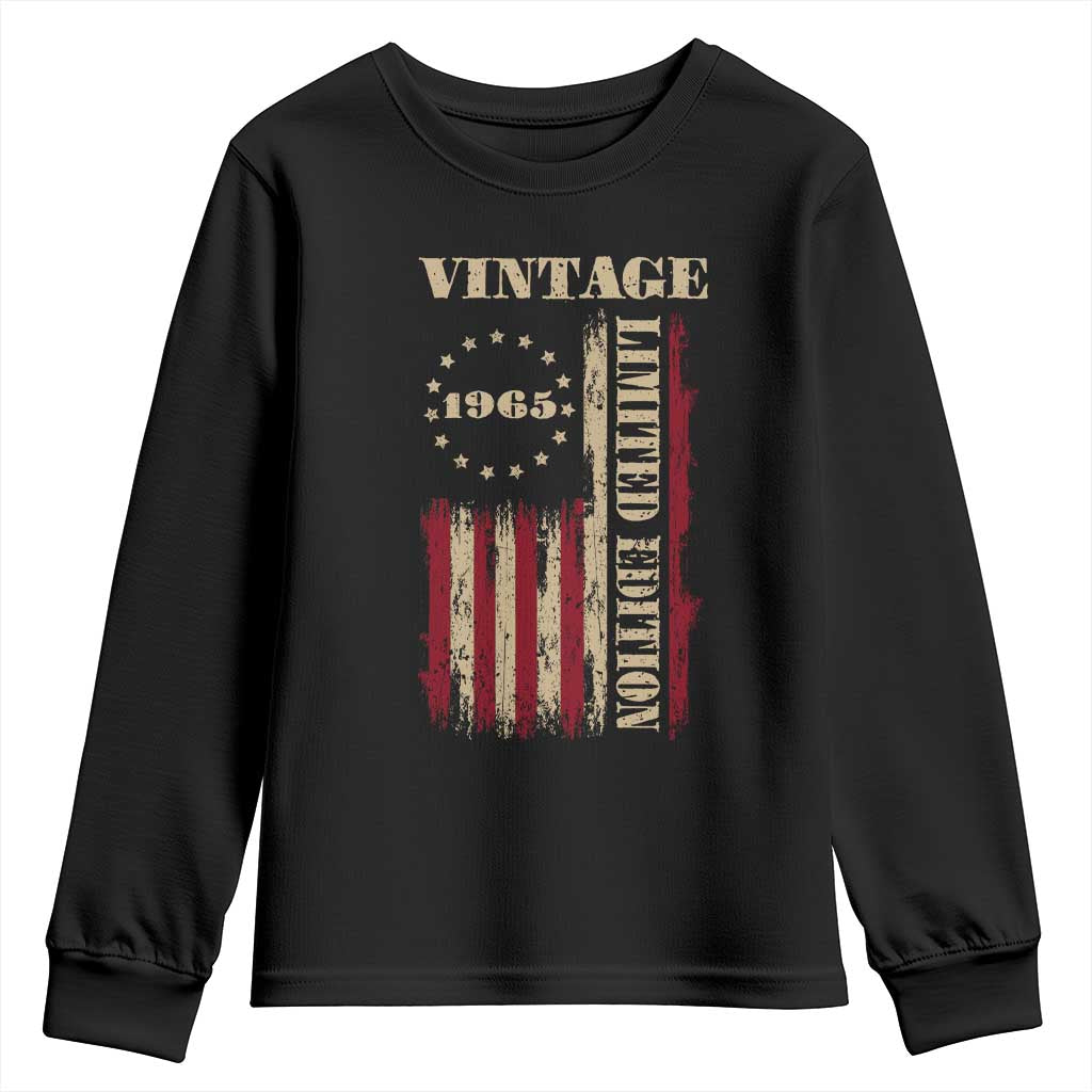 Vintage 1965 Birthday Youth Sweatshirt Retro American Flag Limited Edition
