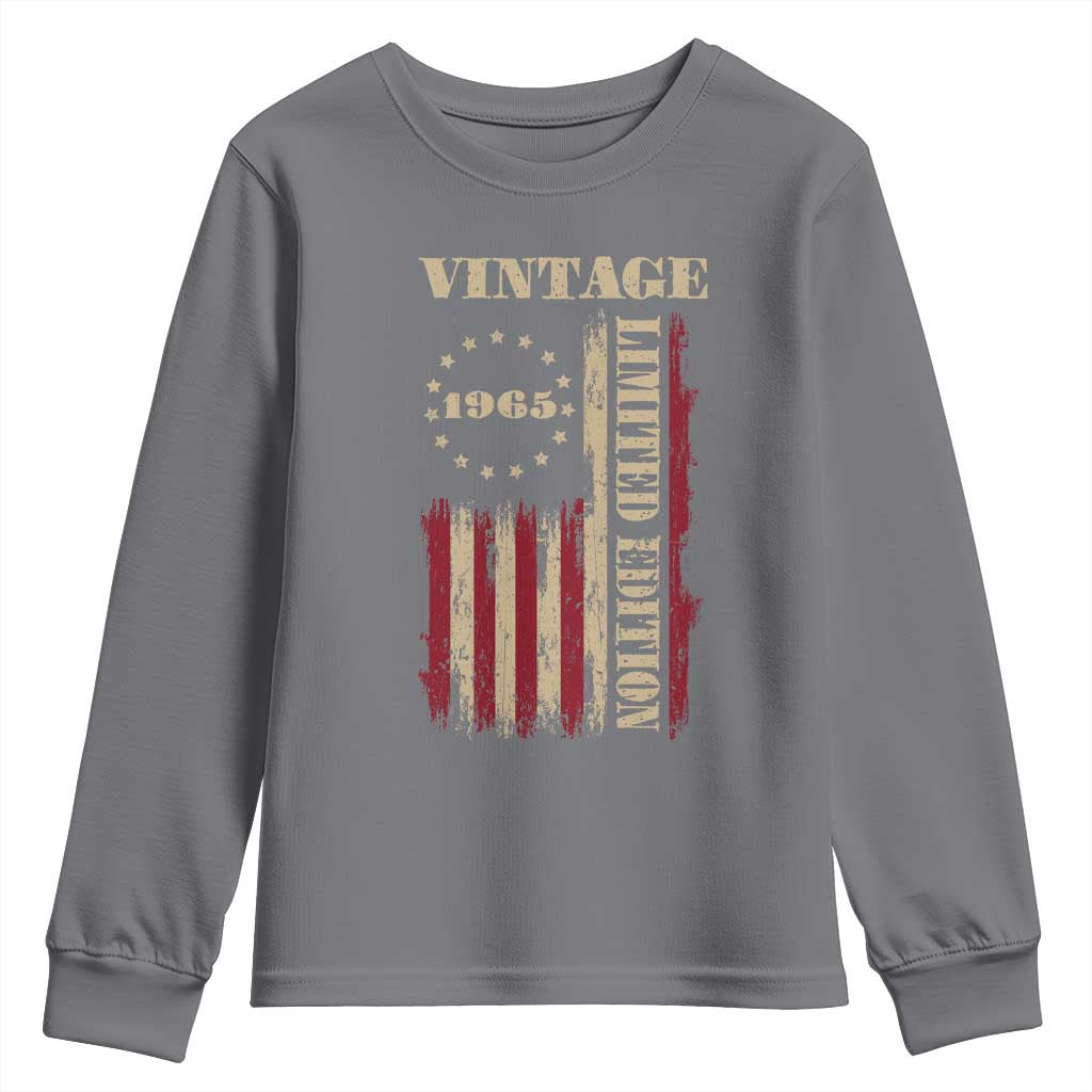 Vintage 1965 Birthday Youth Sweatshirt Retro American Flag Limited Edition