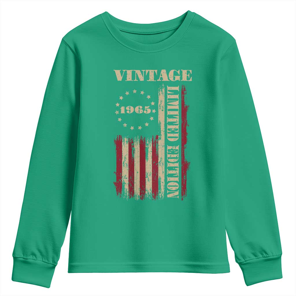 Vintage 1965 Birthday Youth Sweatshirt Retro American Flag Limited Edition