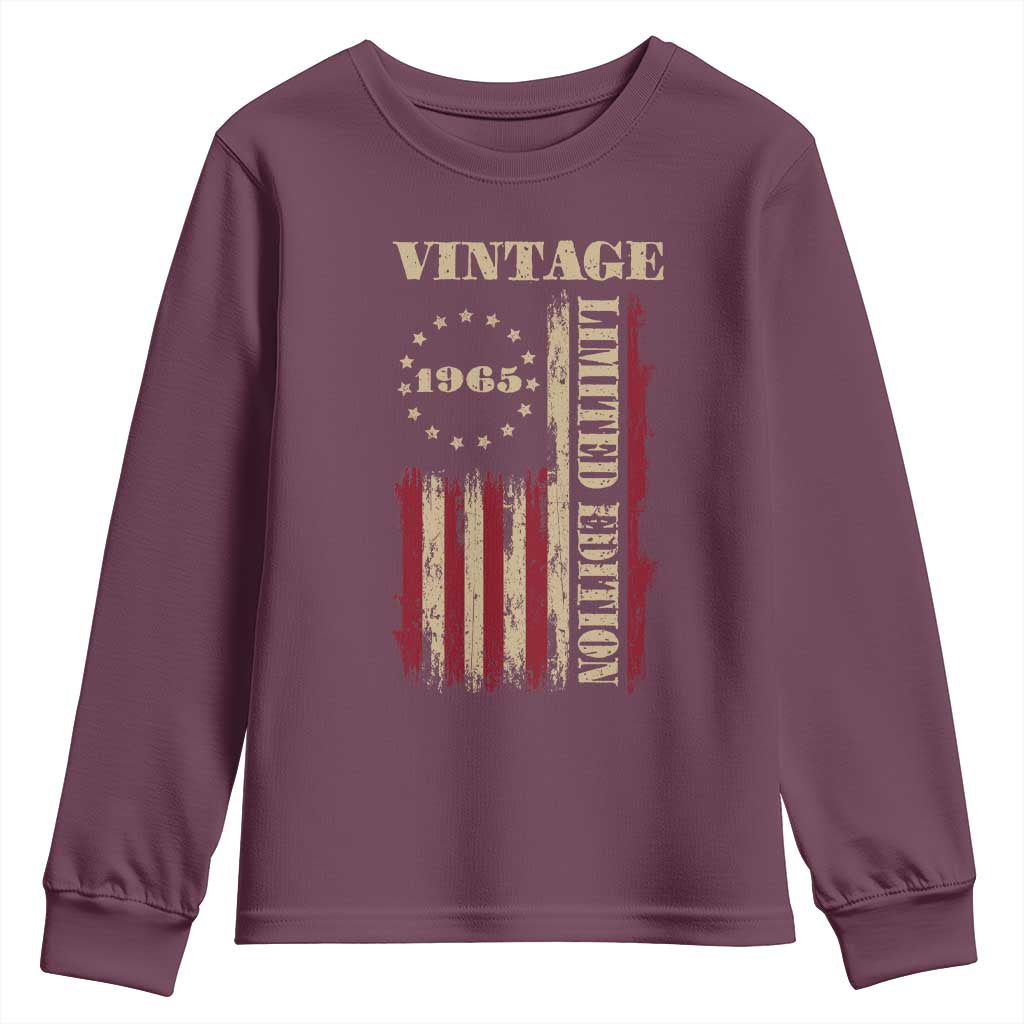 Vintage 1965 Birthday Youth Sweatshirt Retro American Flag Limited Edition