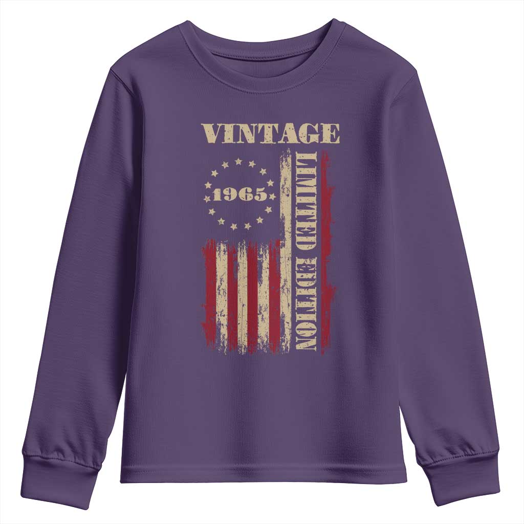 Vintage 1965 Birthday Youth Sweatshirt Retro American Flag Limited Edition