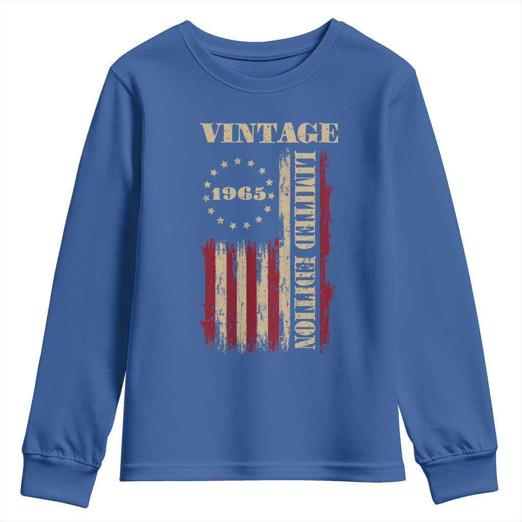 Vintage 1965 Birthday Youth Sweatshirt Retro American Flag Limited Edition