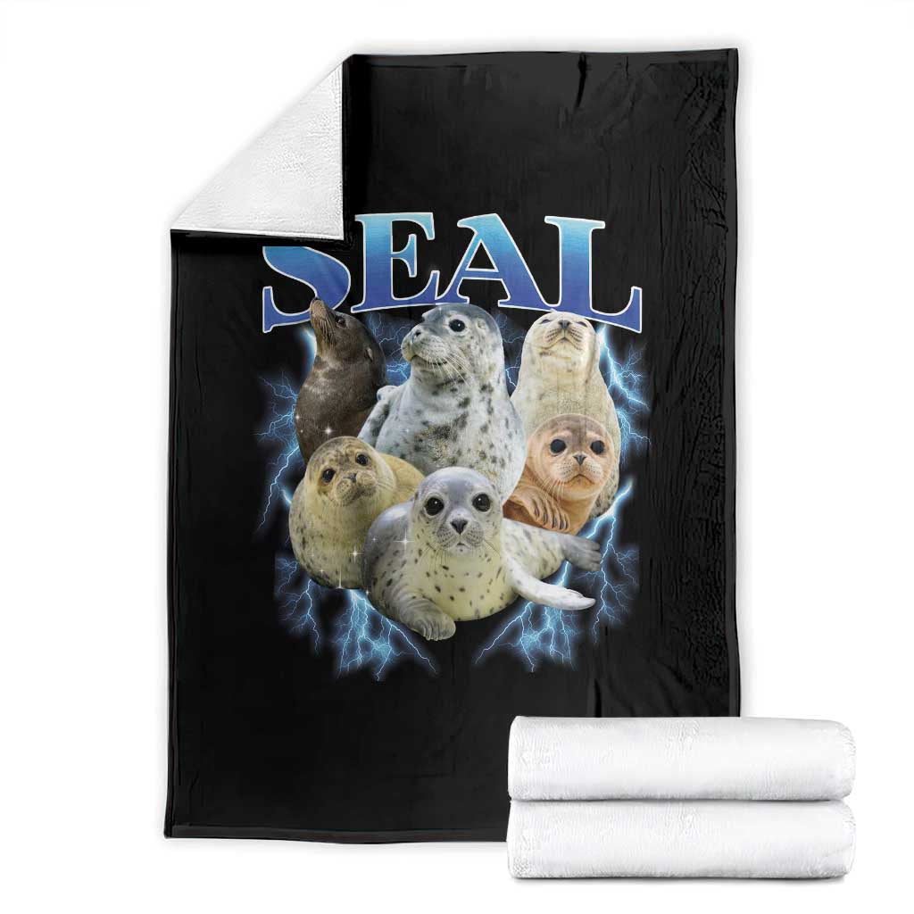 Baby Seals Throw Blanket Retro Sea Dog Bootleg Vintage Graphic 90s