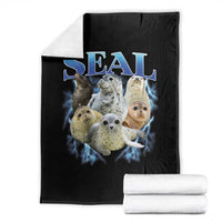 Baby Seals Throw Blanket Retro Sea Dog Bootleg Vintage Graphic 90s